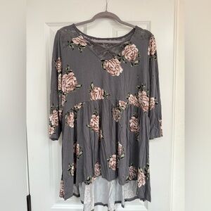 Torrid Gray Relaxed Tiered Blouse